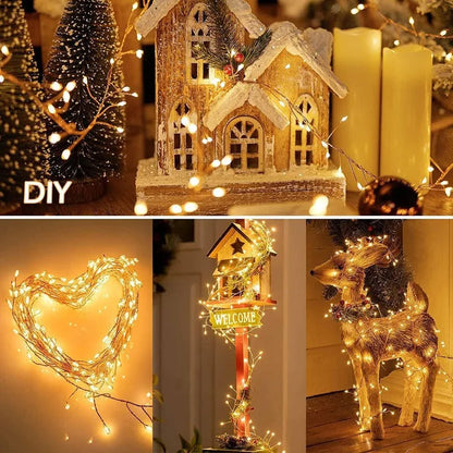 USB Power LED Firecracker String Lights Remote Control Garland Fairy Lights for Wedding Party Garden Plants Christmas Decoration