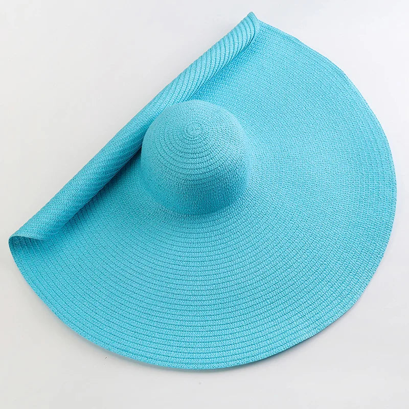 70cm Oversized  Wide Brim Sun Hat Travel  Large UV Protection Beach Straw Hats Women's Summer Floppy Foldable Chapeaux Wholesale