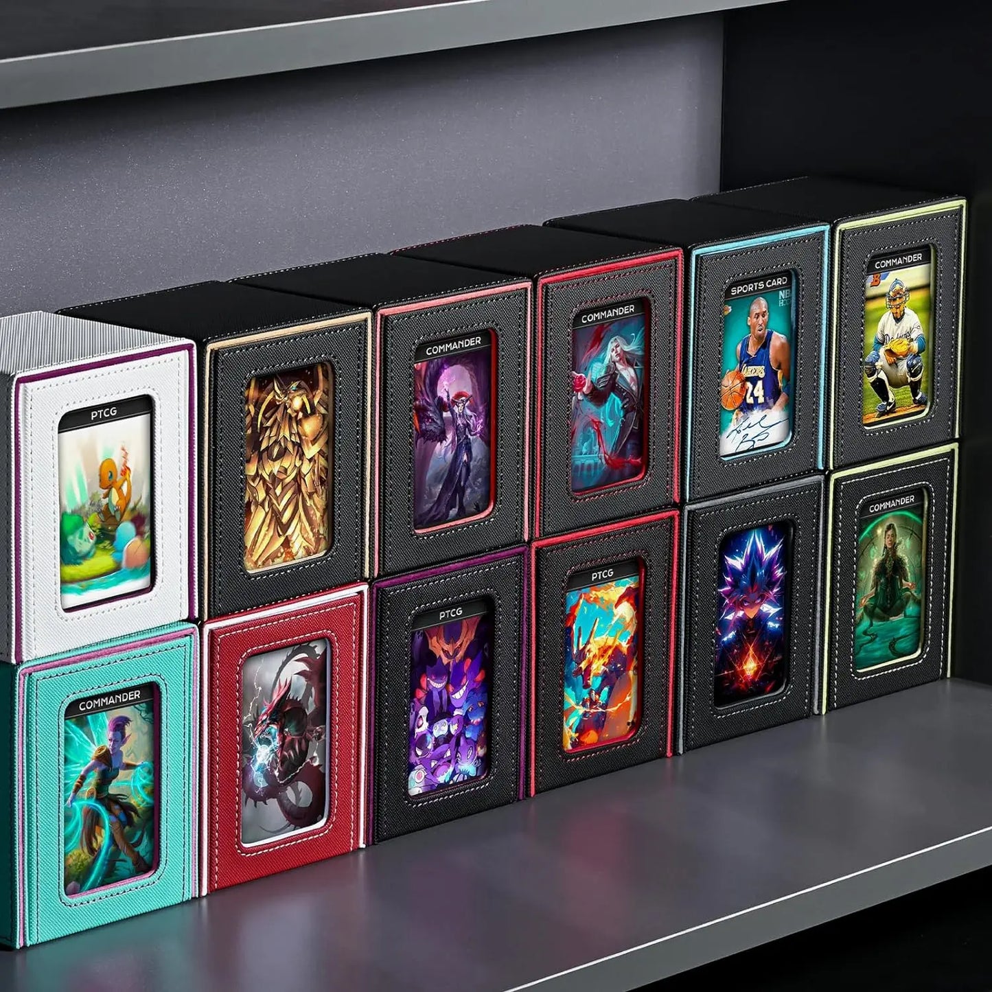 New window 100+ card box card storage box high-grade PU leather container game card holder collection card