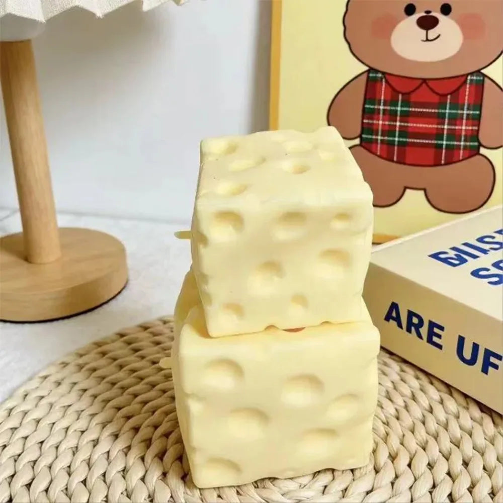 CCC Cheese Cube Stress Ball Big Cheese Shapeable Squeeze Ball Non-Bounce Fidget Toy ASMR Sensory Anti-Stress Christmas Gifts