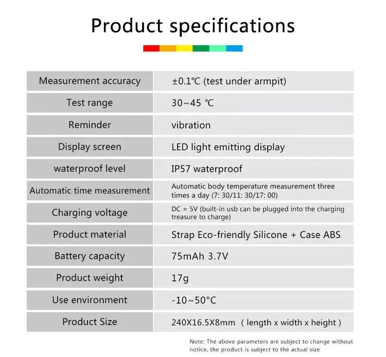 TESDINE Charging Vibration Reminder Silent Alarm Clock Temperature Measurement Waterproof Smart Watch