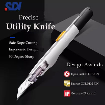 SDI 9mm Anti-Shaking Utility Knife 30-Degree Angle Sharp Black Steel Blades Box Cutter Auto Lock Professional Craft DIY Opener