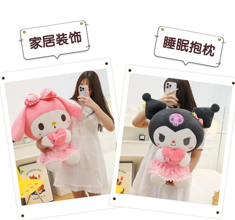 60cm Sanrio Kuromi Melody Hello Kitty Plush Toy Kawaii Cartoon Big Size KT Cat Plush Doll Soft Stuffed Pillow Kids Birthday Gift