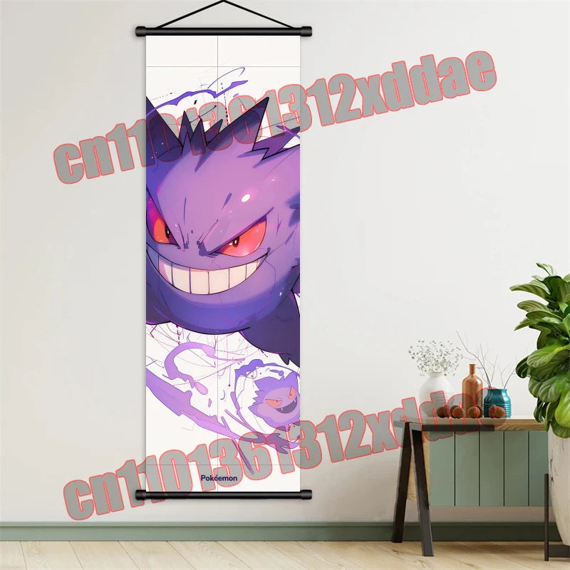 Pokemon Anime, Bulbasaur, Charizard, Eevee, Pikachu, Print Art White Canvas Scroll Painting Modern Room Decor Wall Art Painting
