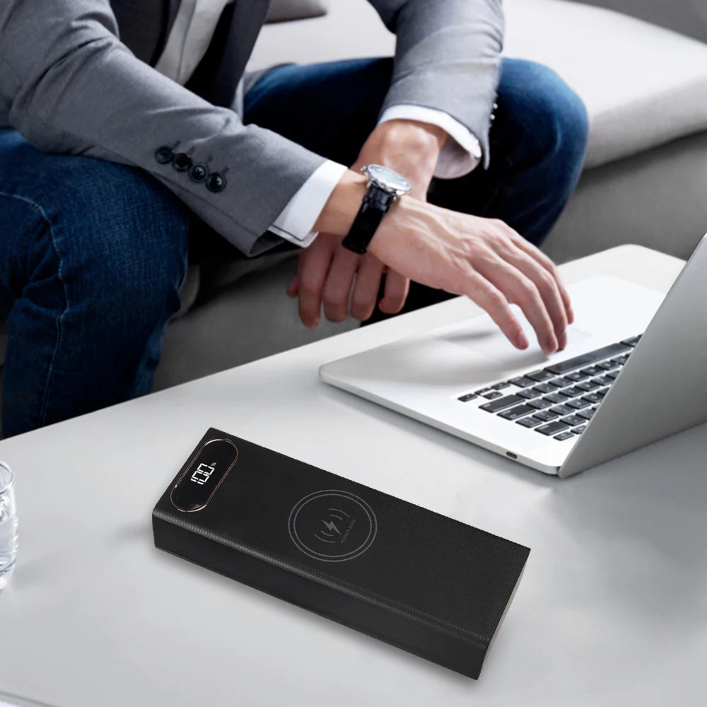 20*18650 Detachable Power Bank Case 22.5W PD QC3.0 Quick Wireless Charging DIY Shell With LED Lighting 18650 Battery Storage Box