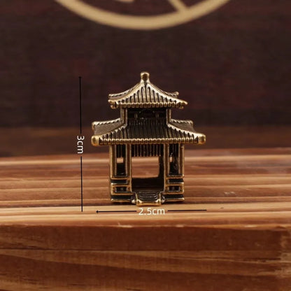 Retro Brass Micro Landscape Chinese Rockery Ancient Pavilion Ancient Architecture Miniature Model Bonsai Fish Tank Decoration