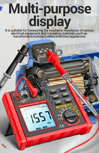 ANENG MH15 Digital Megohmmeter 1000V High Voltage Insulation Test 2000MΩ High Resistance Measurement Electrical Testing Artifact