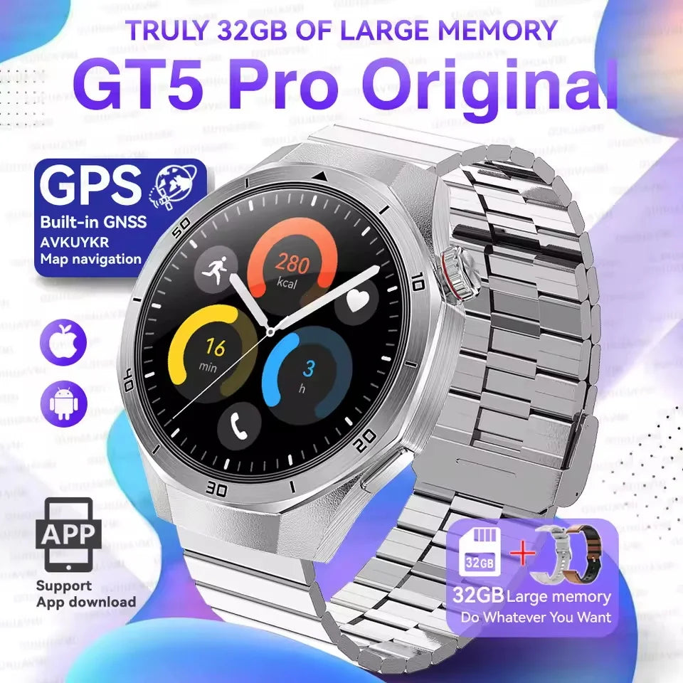 2025 NEW Fashion Men 32GB Big Memory SmartWatch APP Download TWS 3D Menu GPS Navigation Video Play Motion HD Call Watch GUHUAVMI