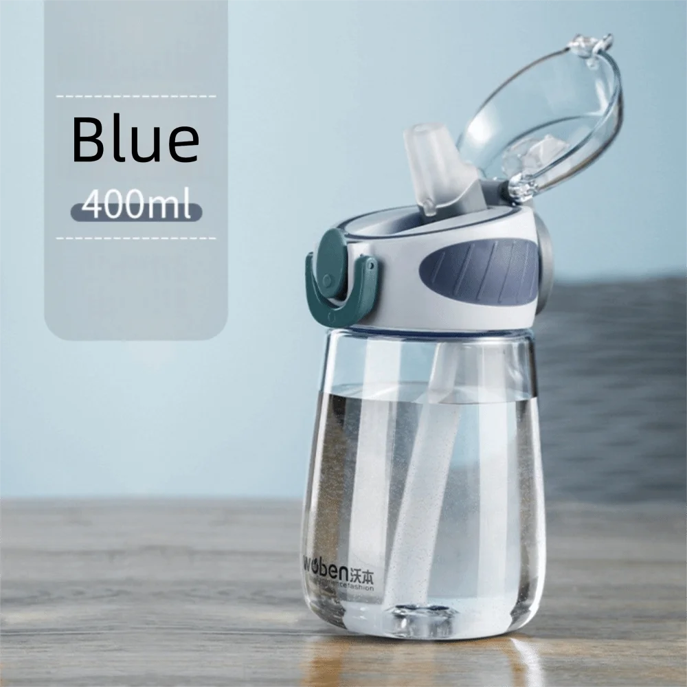 Portable Plastic Water Straw Cup Drop Proof with Scale Sippy Cup Leak-proof Food-Grade Silicone Water Bottle