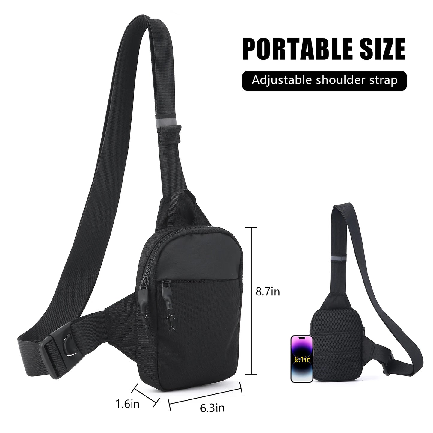 Fashionable Mini Crossbody Bag for Men with Stainless Steel Lock RFID Anti-Theft Mobile Phone Single Shoulder Bag