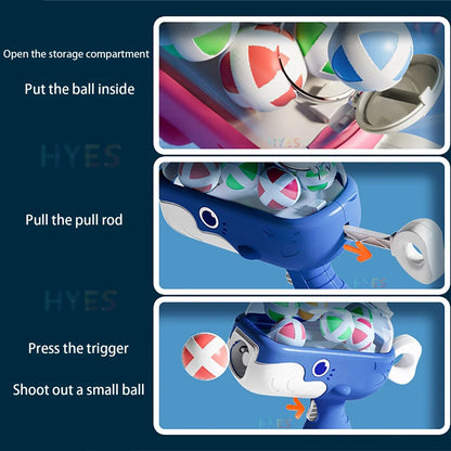 Whale Sticky Ball Throw Toy Set Kids Shooting Ball Gun Dart Board Target Soft Bullet Outdoor Indoor Game Gifts For Girsl Boys