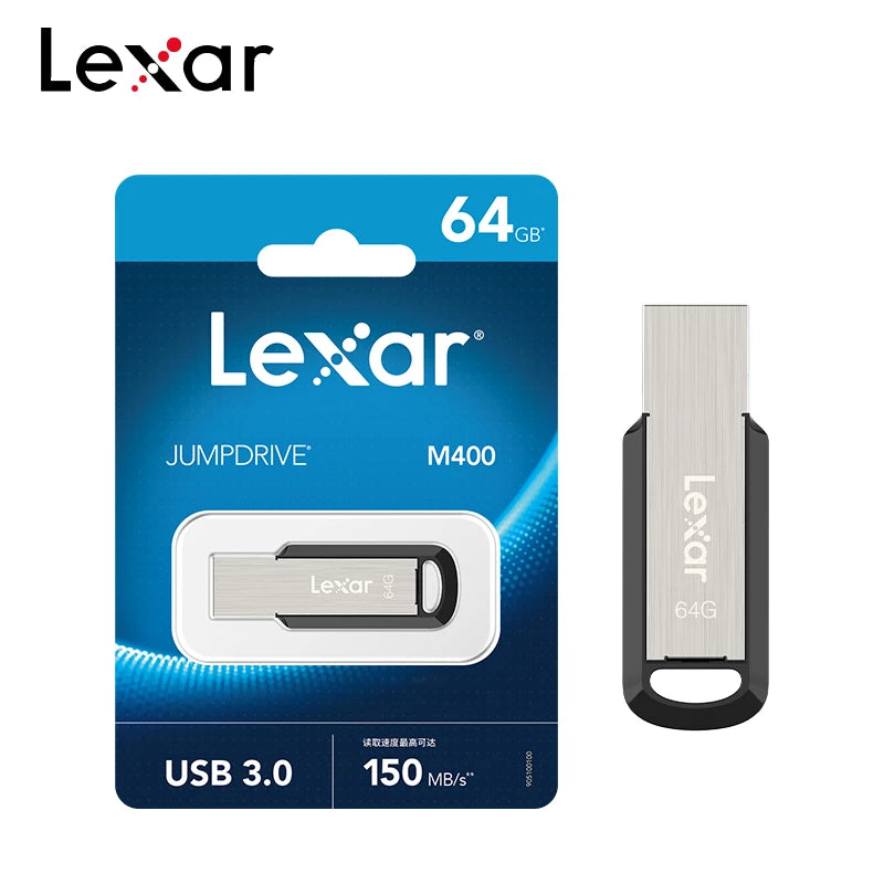 Original Lexar JumpDrive M400 USB 3.0 Flash Drive 32GB Read Max 130MB/s Memory Stick 64GB 128GB 256GB Metal USB Stick For PC
