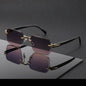 Metal Rimless Sunglasses Metal Hinges Men's Women's Beveled Edge Outdoor UV Protection Eyewear Brand Designer Stylish Glasses