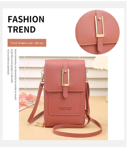 New transparent touchscreen phone bag trend simple crossbody small bag phone women's bag change bag vertical design