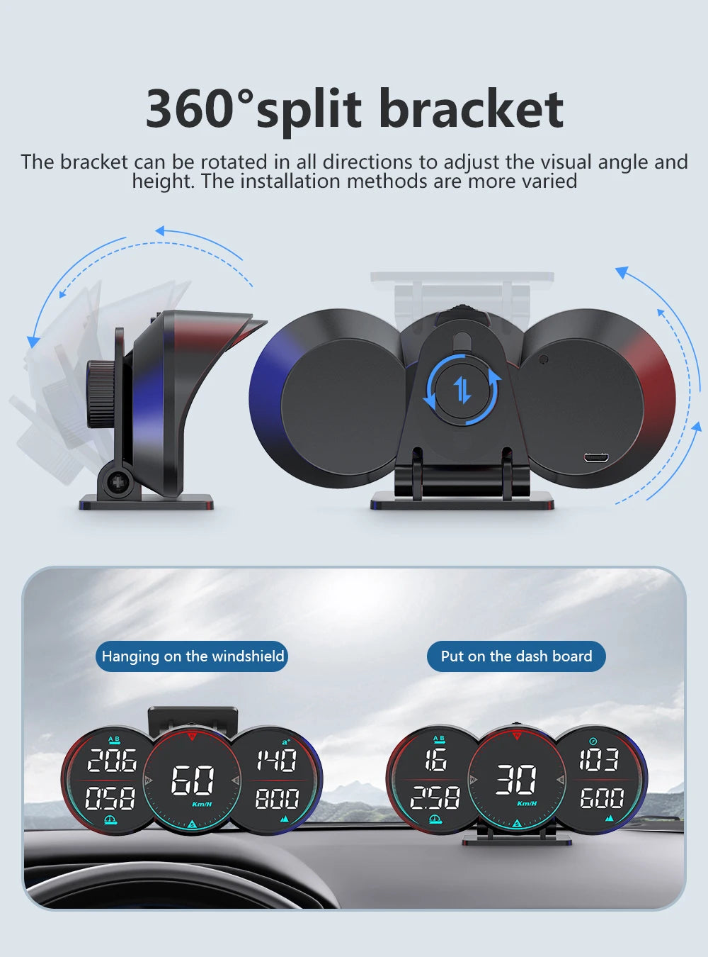 Car Head Up Display HUD GPS Computer Speedometer Windshield Projector Car Dashboard Speed Displays System Modification Car Acces