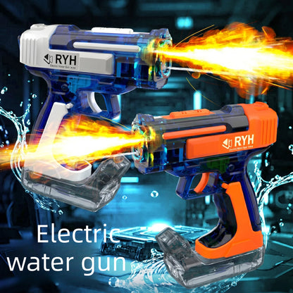 Electric Water Gun with Lights Continuous Firing Squirt Gun Long Range Shooting Watergun Mist Spray Water Pistol Outdoor Toy