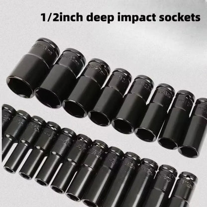 Heavy Duty 10 Pcs 1 2 Inch Drive Metric Deep Impact Socket Set Universal Durable for Pneumatic Air Repair Tools