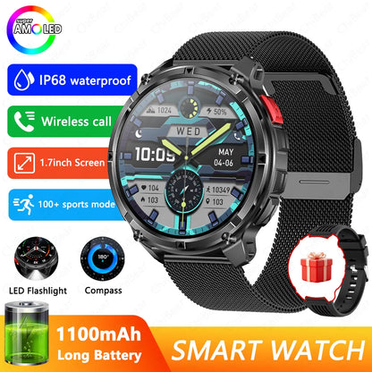 Military T-Rex 3 GPS Waterproof Smart Watch 1.46"HD AMOLED Built-in 6 Frequency Satellite Outdoors Sports Fitness Smart Bracelet