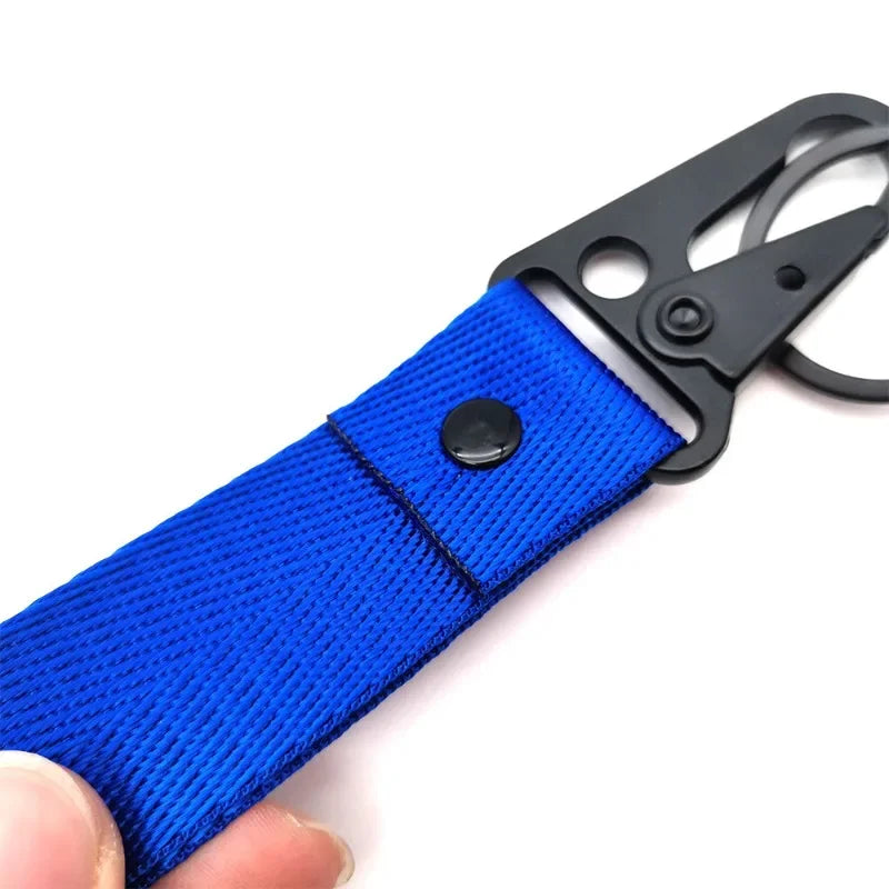 Custom Logo Ribbon Fabric Keychain for Motorcycle Personalize Eagle Beak Motor Car Key Chain Ring Men’s Women’s Webbing Keyring