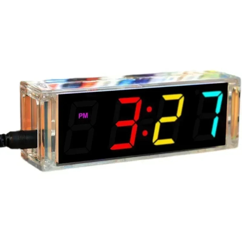 Colorful DIY Digital Clock Kit Display Date Week Temperature Alarm Soldering Project Learning Practice Solder Diy Electronic Kit