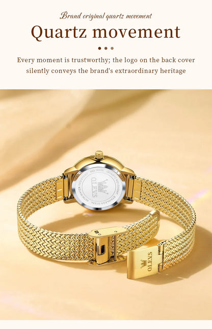 OLEVS 5643 Watches for Women Top Brand Ladies Dress Quartz Watch Steel Mesh Strap Waterproof Fashion Original Women's Wristwatch
