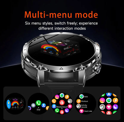 New 1400mAh Battery Sports Smart Watch 1.7” SOS+Flashlight Exercise Record Bluetooth Call Waterproof Health Watch For Android iO