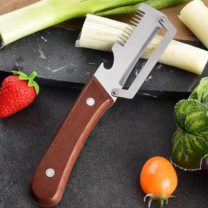 3-In-1 Stainless Steel Vegetable Peeler With Bottle Opener Onion Slicer Shredder Multi-functional Kitchen Tools 19cm 1PCS