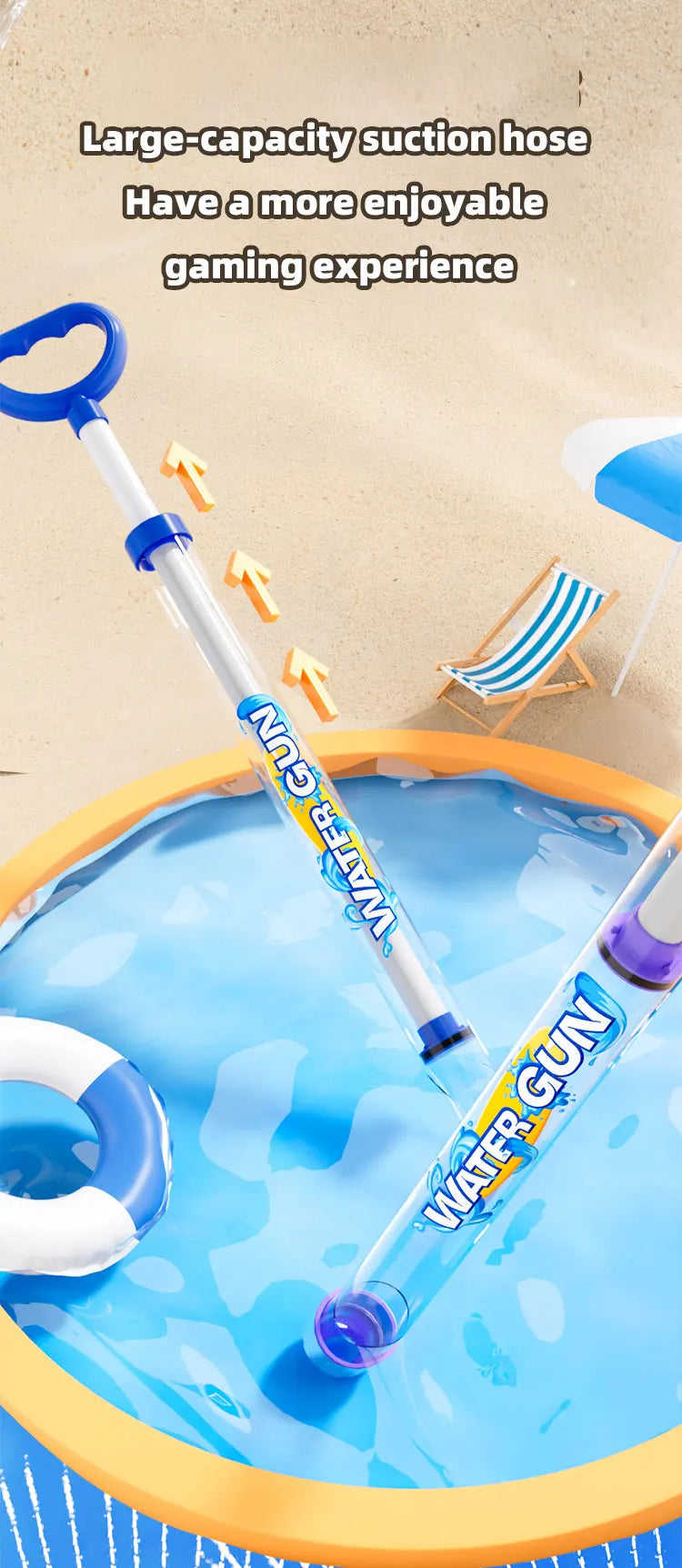 3-piece fireworks water gun for playing in water, toy for beach, children's water gun toy, party water gun, floating water gun