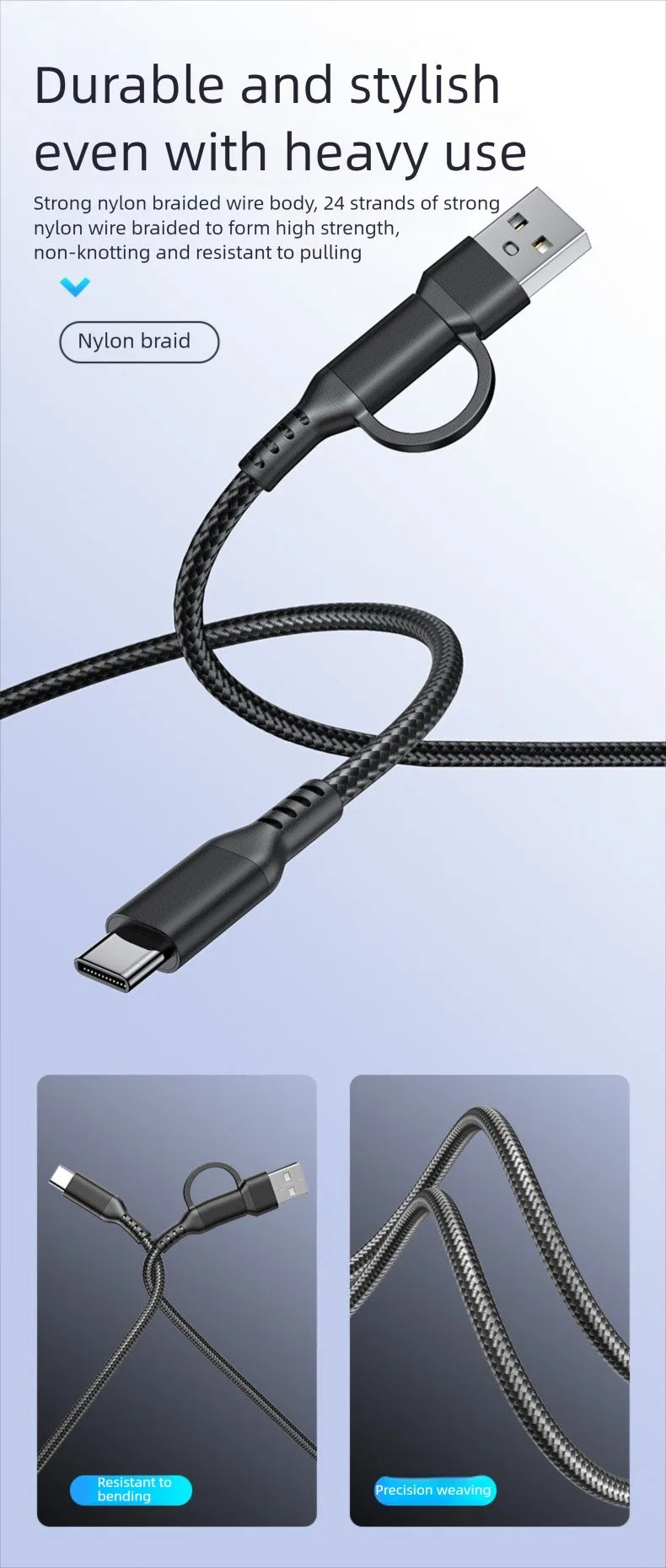 60w C To C Line Two-In-One Charging Cable USB To Type-c 1m/3m Suitable For Mobile Phones And Tablets Fast Charging Data Cable
