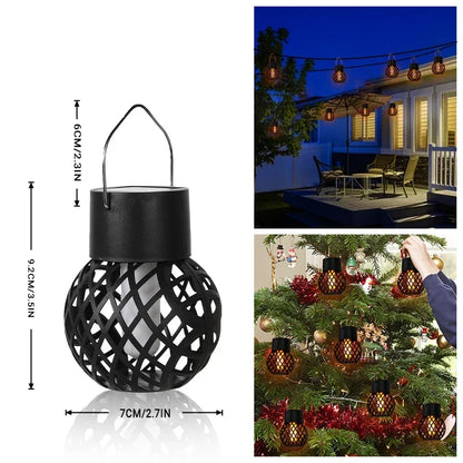 Solar LED Outdoor Flame Effect Hanging Lantern Out Waterproof Garden Decoration Lamp Solar Fairy Light For Patio Garden Yard