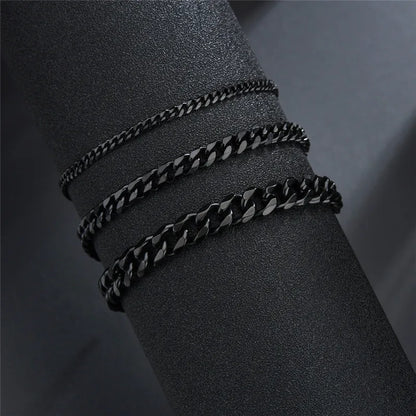 LETAPI Fashion Stainless Steel Curb Cuban Chain Bracelet for Men Women Hip Hop Couple Unisex Wrist Hand Jewelry Gift Party