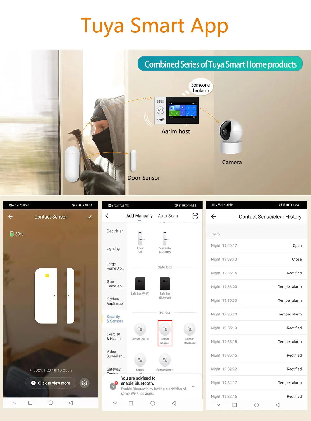 Tuya Smart Door Sensor Zigbee Door Window Open Closed Detector Smart Home Security Alarm System Smart Life APP Control