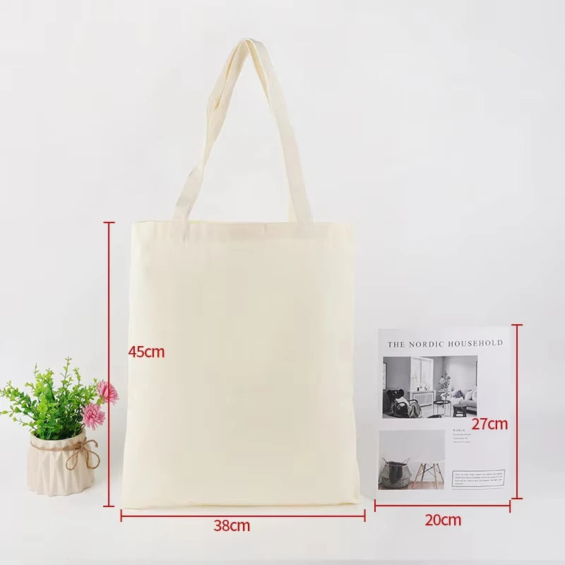 Wholesale 50pcs/Lot Reusable Canvas Tote Bags Custom Logo Shopping Bags Bulk Promotional Eco-Friendly Cotton Grocery Bags