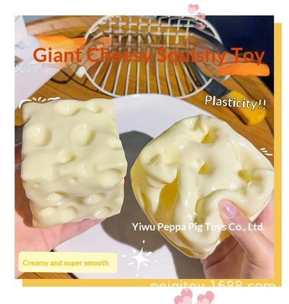 Hot Peiqi Giant Cheese Squishy Non Rebound Moldable Handmade Filled Stress Relief Sensory Fidget Toy For Adults
