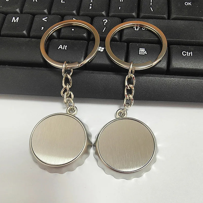 1pc Custom Keychain Personalized Metal Bottle Cap Opener Customized Key Ring Car Accessories Gift Wholesale