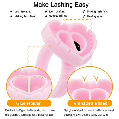 100Pcs Volume Glue Ring Cup for Lashes Fan Tattoo Pigment Holder Container Glue Holder Blossom Cups Eyelash Extension Supplier