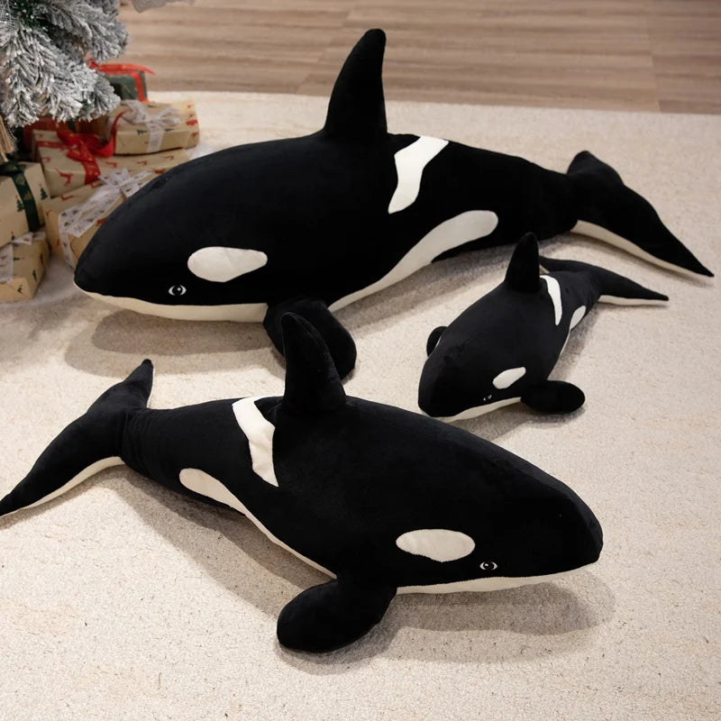 Giant Large Size Orca Killer Whale Plush Pillow Soft Stuffed Ocean Animal Doll Big Orca Plushie for Sleeping Hugging Pillow Home