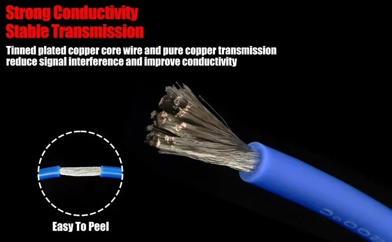 1~50m Heat-Resistant Silicone Wire AWG 30 26 24 22 20 18 16 14 12 10 8 Red Black Automotive Wiring Car Battery Copper Cable