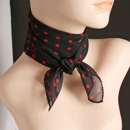 Summer Polka Dot Print Artificial Silk Scarf Thin Neck Warp Chiffon Soft Shawl Beach Sunscreen Square Women Neck Scarves