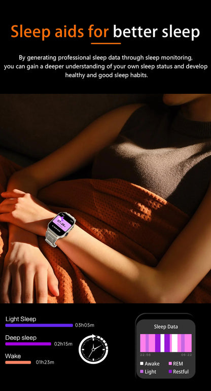LIGE 2.01" HD Wyświetlacz Smartwatch dla Mężczyzn Kobiet Monitor Zdrowia Zegarki Sportowe Fitness AI Głos Rozmowy Bluetooth Męski Smartwatch Nowość