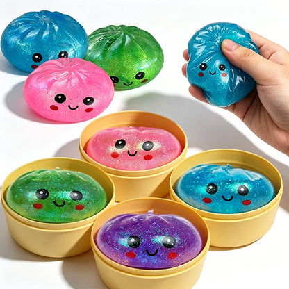 2026 Glitter Dumpling Squishy ULTRA RARE Glitter Hidden Edition Dumplings Sensory Steamer Soft TPR Dough Ball for Stress Relief