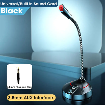 Mini USB Wired Microphone 3.5mm Jack Plug Studio Speech Mic for PC Computer Laptop Notebook Loud Speaker