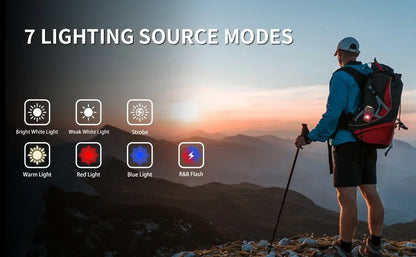 COB+XPE Dual Light Flashlight, 1200LM Adjustable Head with Magne t& Clip,USB Rechargeable Mini Work Light for Camping Hiking EDC