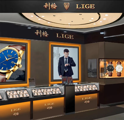 LIGE Military Watch For Men Fashion Business Watch Men Casual Leather Sport Waterproof Men's Quartz Wristwatches Reloj Hombre