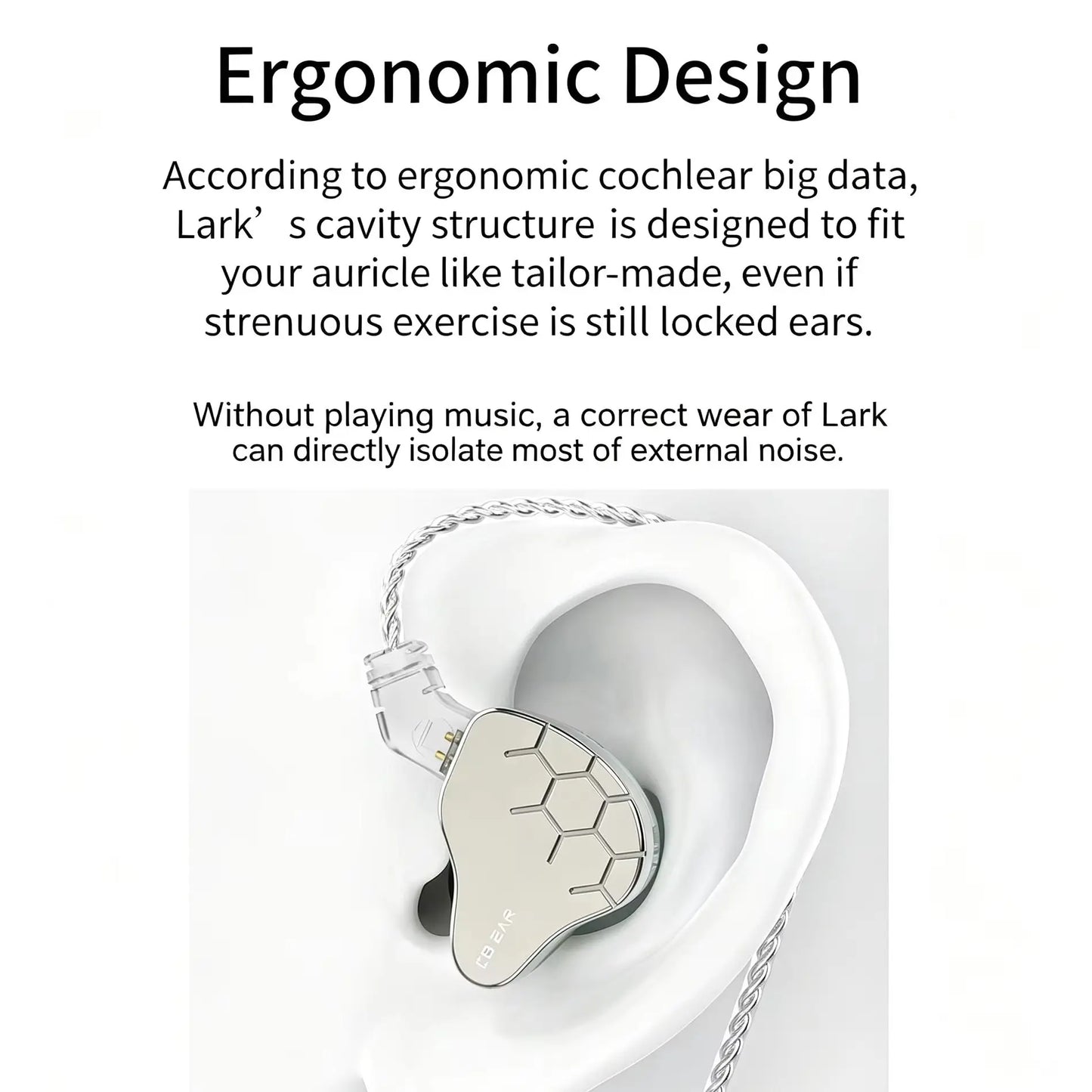 KBEAR Lark 1DD+1BA Hybrid IEM HiFi Earphones Zinc Alloy Shell 10mm Dynamic Driver Wired Headphones with Detachable 2Pin for Audiophile & Studio
