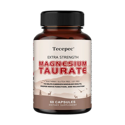 Magnesium Taurate Capsules, High Absorption Chelated, Supports Heart Health, Calm Stress, Restful Sleep & Restless Leg Relief