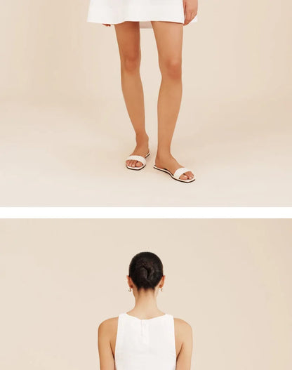 Classic Solid Color Cotton-Linen Women's Dress New Arrival Simple Sleeveless Tank Dress Casual Round-Neck Summer Dresses