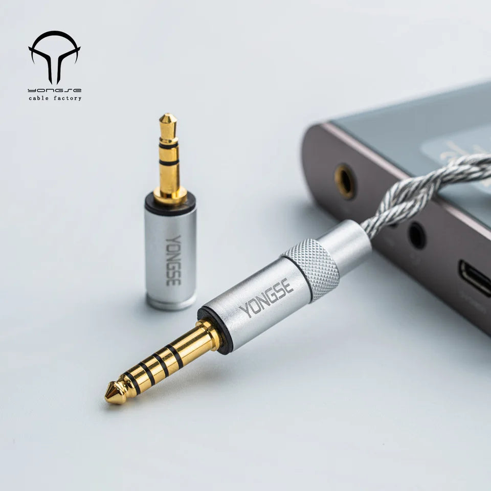 Yongse Obsidian Cable Silver-plated Single Crystal Copper Earphones Upgrade Cable Switchable Plug: 3.5mm +4.4mm