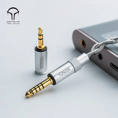 Yongse Obsidian Cable Silver-plated Single Crystal Copper Earphones Upgrade Cable Switchable Plug: 3.5mm +4.4mm