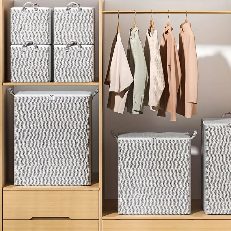 Extra Large Storage Chest with Lid-Heavy-Duty Non-Woven Fabric Organizer Bin,Locking Lid for Clothes,Bedding-For Closet,Storage
